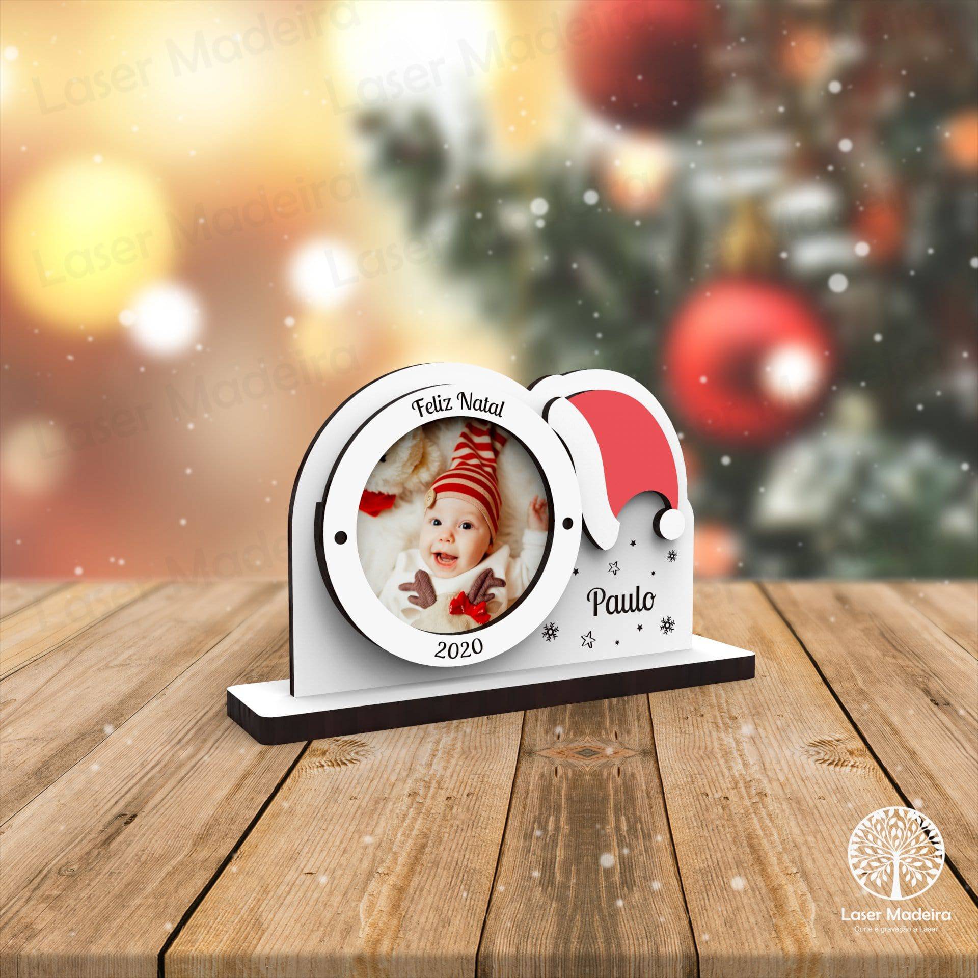 Mini-Moldura Natal - Chapéu de Natal - Laser Madeira